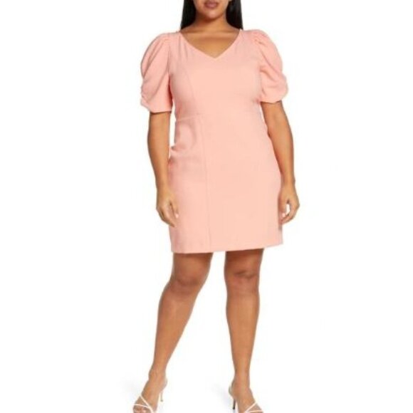 Chelsea28 Puff Sleeve Minidress In Orange Desert Puff Sleeve Mini NWT Size Small - Picture 4 of 4